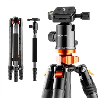 Statīvu aksesuāri - K&F Concept SA284C1 Carbon Fiber Tripod/Monopod Kit with Ball Head KF09.095 - быстрый заказ от производителя