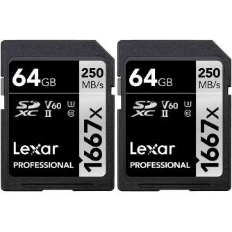 Atmiņas kartes - LEXAR PROFESSIONAL SDHC / SDXC 1667X UHS-II 64GB - perc šodien veikalā un ar piegādi