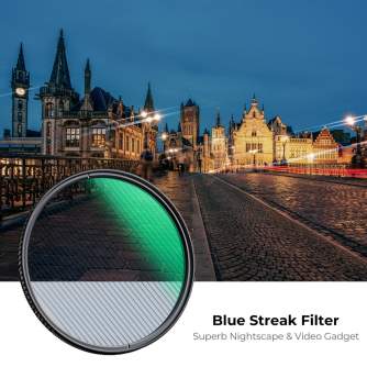 ND фильтры - K&F Concept K&F 72mm,Blue Streak Filter, 2mm Thickness, HD, Waterproof, Anti Scratch, Green Coated KF01.2100 - быст