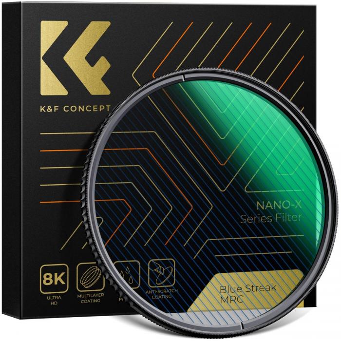 ND фильтры - K&F Concept K&F 62mm, Blue Streak Filter, 2mm Thickness, HD, Waterproof, Anti Scratch, Green Coated KF01.2098 - быс