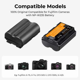 Kameru akumulatori - K&F Concept K&F NP-W235 2200mAh Digital Camera Dual Battery with Dual Channel Charger, for Fuji Camera Charger KF28.0018 - perc šodien veikalā un ar piegādi