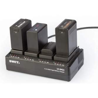 Kameras bateriju lādētāji - Swit LC-D421C KIT | 4-CH DV lādētājs ar 4x Canon BP Style plāksnēm LC-D421C KIT - ātri pasūtīt no ražotāja