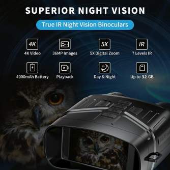 Новые товары - K&F Concept K&F 4K adult night vision binoculars, 3" display, 7-stop infrared night vision adjustment, 5x digital