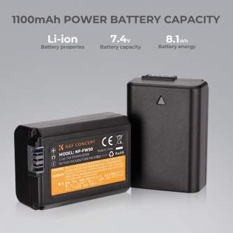 New products - K&F Concept K&F FW50 1030mAh Digital Camera Dual Battery with Dual Channel Charger, for Sony Camera Charger KF28.0015 - quick order from manufacturer