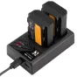 K&F Concept NP-FZ100 dual battery charger with 2x 2000mAh Sony-compatible batteries, USB-C/Micro USB dual input, LED status indicators, ideal for Sony A7 III, A7R IV cameras