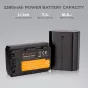 K&F Concept NP-FZ100 2280mAh dual battery for Sony cameras with detailed front view showing terminals and safety labels