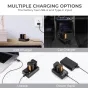 K&F Concept NP-FZ100 dubultbateriju lādētājs ar divām 2280mAh baterijām, saderīgām ar Sony kamerām, uzlāde caur USB-A un Type-C saskarnēm, attēlots ar sienas lādētāju, auto lādētāju, laptopu un mobilā spēka avotu