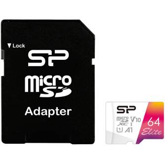 Zibatmiņas - Silicon Power memory card microSDXC 64GB Elite + adapter SP064GBSTXBV1V20SP - ātri pasūtīt no ražotāja