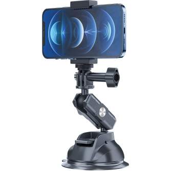 Sporta kameru aksesuāri - TELESIN Universal Suction Cup Holder with phone holder and action camera mounting TE-SUC-012 - ātri pasūtīt no ražotāja