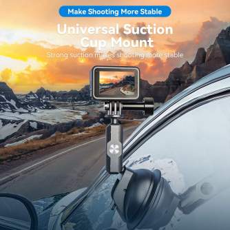 Accessories for Action Cameras - TELESIN Universal Suction Cup Holder with phone holder and action camera mounting TE-SUC-012 - quick order from manufacturer