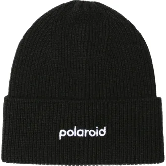 Clothes - Polaroid Black Beanie Hat 124934 6316 - Simple Design, Embroidered Logo. - quick order from manufacturer