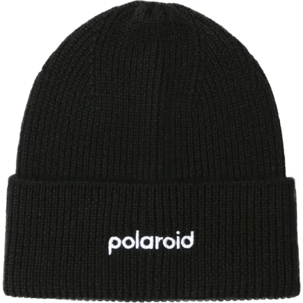 Polaroid Black Beanie Hat 124934 6316 - Simple Design, Embroidered Logo.