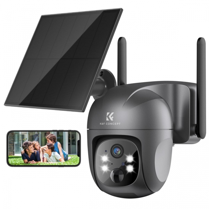 K&F Concept K&F 4G Camera Outdoor with SIM Card, 2K 4MP No WiFi Solar Powered, Wireless 360°PTZ KF50.0039EU