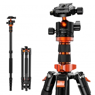 K&F Concept 198cm Aluminum Camera Tripod, 3-section Central Axis Travel Tripod with 32mm Metal Ball Head Load Capacity 12KG K...