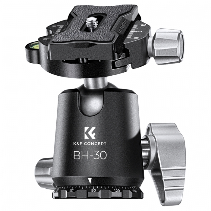K&F Concept K&F Metal 30mm Tripod Ball Head, 295g Weight, CNC process with die casting holder, Black and Gray, 3 KF31.058