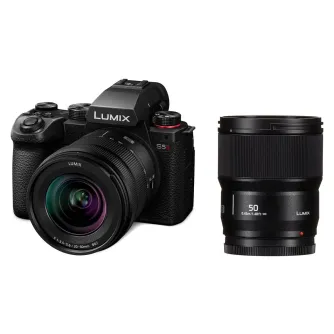 Panasonic Lumix S5 II bezspoguļu kamera ar 20-60mm f/3.5-5.6 un 50mm f/1.8 objektīviem, 24,2MP pilna kadra sensors, 6K video un uzlabota autofokusa sistēma