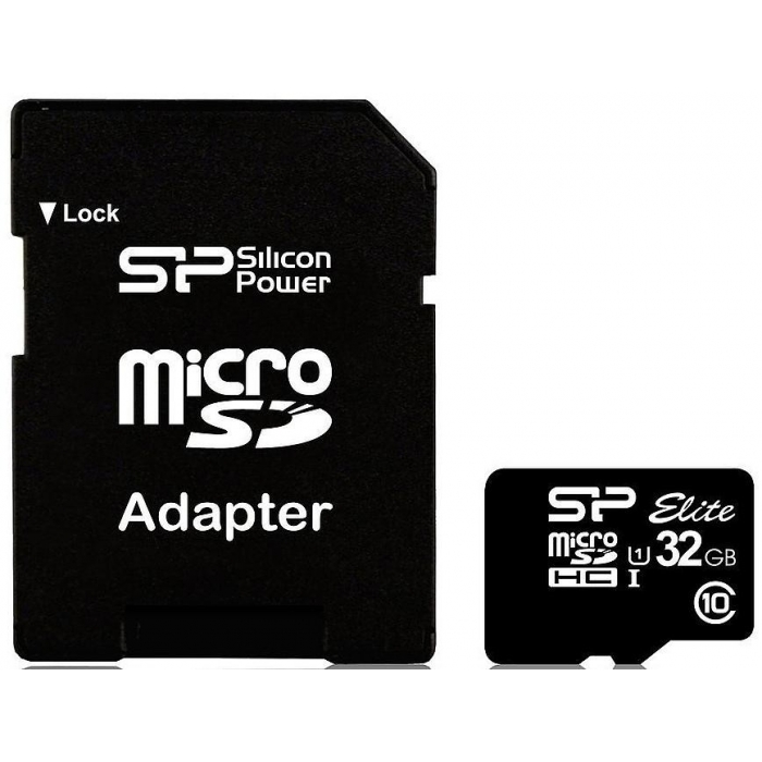 Silicon Power memory card microSDHC 32GB Elite + adapter SP032GBSTHBU1V10SP