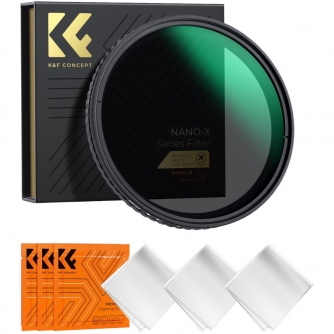 K&F Concept K&F 86MM Nano-X Variable/Fader ND Filter, ND2~ND32, W/O Black Cross with 3pcs cleaning cloths KF01.1806V1