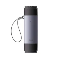 Читатель карт памяти Baseus Lite Series SD/TF с интерфейсами USB + USB-C серого цвета, компактный дизайн, индикатор LED и ремешок для безопасной переноски.Читатель карт памяти Baseus Lite Series SD/TF с интерфейсами USB + USB-C серого цвета, компактный дизайн, индикатор LED и ремешок для безопасной переноски.