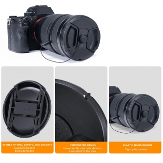 Objektīvu vāciņi - K&F Concept K&F Accessory 9-in-1 set, 49mm Center Pinch Lens Cap with string (unstringing)*3+Vacuum Cleaning SKU.1990 - ātri pasūtīt no ražotāja