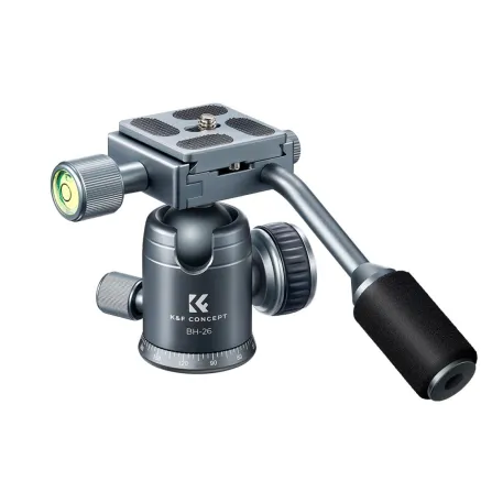 K&F Concept 26mm Metal Tripod Ball Head with Handle 360 Degree Rotating Panoramic with 1/4 inch Quick Release KF31.049V1