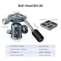Statīvu galvas - K&F Concept 26mm Metal Tripod Ball Head with Handle 360 Degree Rotating Panoramic with 1/4 inch Quick Release KF31.049V1 - ātri pasūtīt no ražotāja