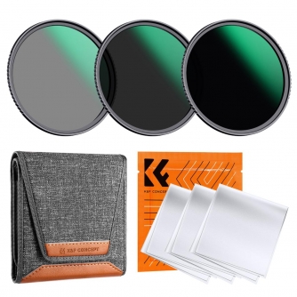 K&F Concept K&F 62MM, 3pcs Professional Lens Filter Kit(ND8+ND64+ND1000)+ Filter Pouch+3pcs*Cleaning Cloth SKU.2045V1