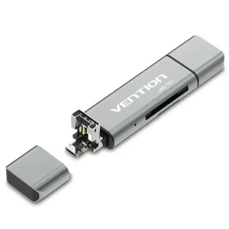 Datu Kabeļi - Vention Multifunctional USB2.0 Card Reader Vention CCJH0 Gray - ātri pasūtīt no ražotāja