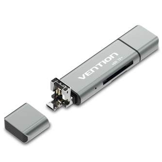 Kabeļi - Vention Multifunctional USB2.0 Card Reader Vention CCJH0 Gray - купить сегодня в магазине и с доставкой