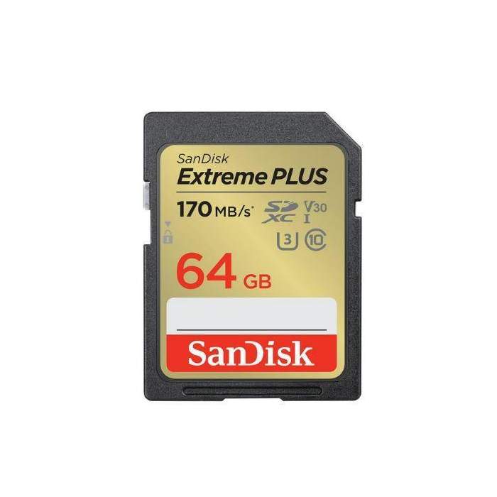 Карты памяти - SANDISK MEMORY SDXC 64GB UHS-I 170MB/s 80MB/s V30 SDSDXW2-064G-GNCIN - купить сегодня в магазине и с доставкой