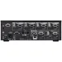 Roland V-40HD Multiforma vide komutašas aizmugurējā panelī redzami HDMI, RGB/Component, Composite porti un analogo audio savienojumi, kā arī ieejas kanāli (1-4), izejas iespējas, barošanas poga, USB atmiņas ports un DC ieeja. Ie