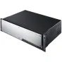 Roland V-1200HD Multi-Format Video Switcher ar izturīgu dizainu, melnu augšējo paneli, sudraba priekšējo paneli, vairākiem portiem, pogām un indikatora gaismām, ideāli piemērots profesionālai apraidei un tiešraidēm.