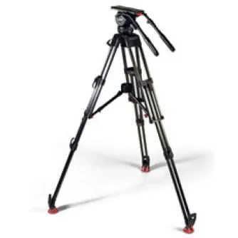 Sachtler System 20 S1 HD MCF videotripods ar fluidu galvu, vidus līnijas spredēru un mīksto somu profesionālai video izmantošanai