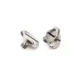 SeaLife Stainless Steel 1/4-20 Hinged D-Ring (SL9981) with two stainless steel D-rings featuring a central hinge and threaded mounts, one upright and one on its side, isolated on a white background.