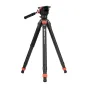 Fotopro AK66 i-Speedy videotripods ar MH-6A Pro galvu - melns, pusautomātiskā atvēršanas sistēma, 360 grādu rotācija, maksimālais augstums 151 cm