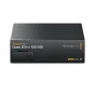 Конвертер Blackmagic Design Teranex Mini Quad SDI в 12G-SDI, вид спереди с матовой черной отделкой, оранжевыми надписями и портом 12G-SDI на передней панели.