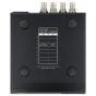 Задняя панель черного конвертера Blackmagic Teranex Mini Quad SDI‑to‑12G‑SDI с четырьмя BNC‑разъёмами и схемой переключателя OFF/ON для каналов 1‑8 и выходов 3G Level A/B