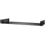Blackmagic Universal Rack Shelf (BM-CONVNTRM-YA-RSU) with a matte black finish, featuring ventilation grilles and mounting holes on both ends, designed for 1RU solutions.