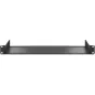 Blackmagic Universal Rack Shelf for 1RU mounting, designed for secure attachment with multiple screw holes and cable management cutouts, featuring ventilation slots on front and back panels.