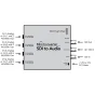 Blackmagic Mini Converter SDI to Audio with labeled ports for SDI input/output and analog/digital audio outputs