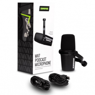 Podcast Microphones - Shure MV7 Black - quick order from manufacturer