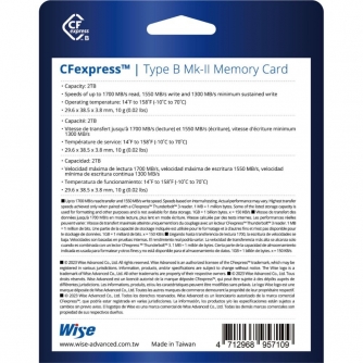Atmiņas kartes - Wise CFexpress Type B Mk-II 2TB (CFX-B2048M2) - ātri pasūtīt no ražotāja