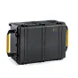 HPRC 2800W hard case for DJI Inspire 3, black watertight rugged case with yellow handles, impact-resistant shell, wheels for easy travel, foam interior for secure storage.
