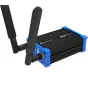 Kiloview HD 3G-SDI Wireless NDI Videoencoder (N1) ar melnu korpusu, ziliem akcentiem, divām antenām, USB portu un HDMI izeju. Iekļauj tekstu 'NDI WIRELESS ENCODER', montāžas skrūves un ventilācijas atveres.
