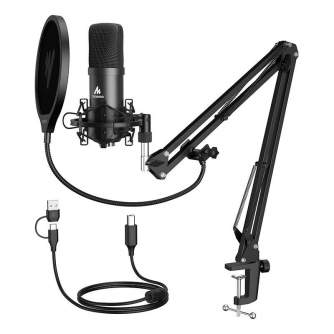 Podcast Microphones - Maono Microphone with stand Maono A04E (black) - buy today in store and with delivery
