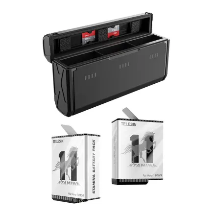 3-slot pocket charger box Telesin + 2 batteries for GoPro Hero 9 / Hero 10 