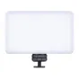 Ulanzi VL120 LED panel light with adjustable color temperature (3200K-6500K), mounted on a cold shoe adapter for camera compatibility