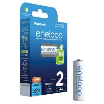 Baterijas, akumulatori un lādētāji - Uzlādējamas baterijas Panasonic ENELOOP BK-3MCDE/2BE, 2000 mAh, 2100 (2xAA) BOOM - perc šodien veikalā un ar piegādi