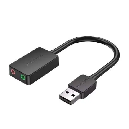 Vention 2-портовая внешняя звуковая карта USB 0.15M черный