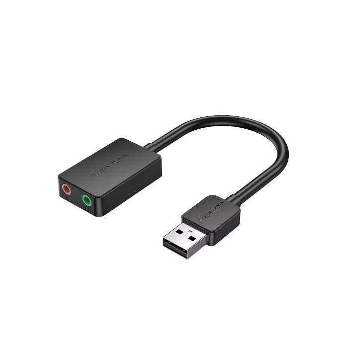 Jaunums - Vention 2 portu USB ārējā skaņas karte 0,15M Black - ātri pasūtīt no ražotāja